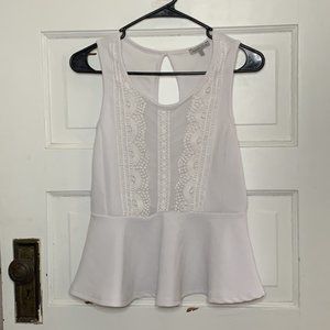 Charlotte Russe White Fit and Flare Lace Top Size Large (L)